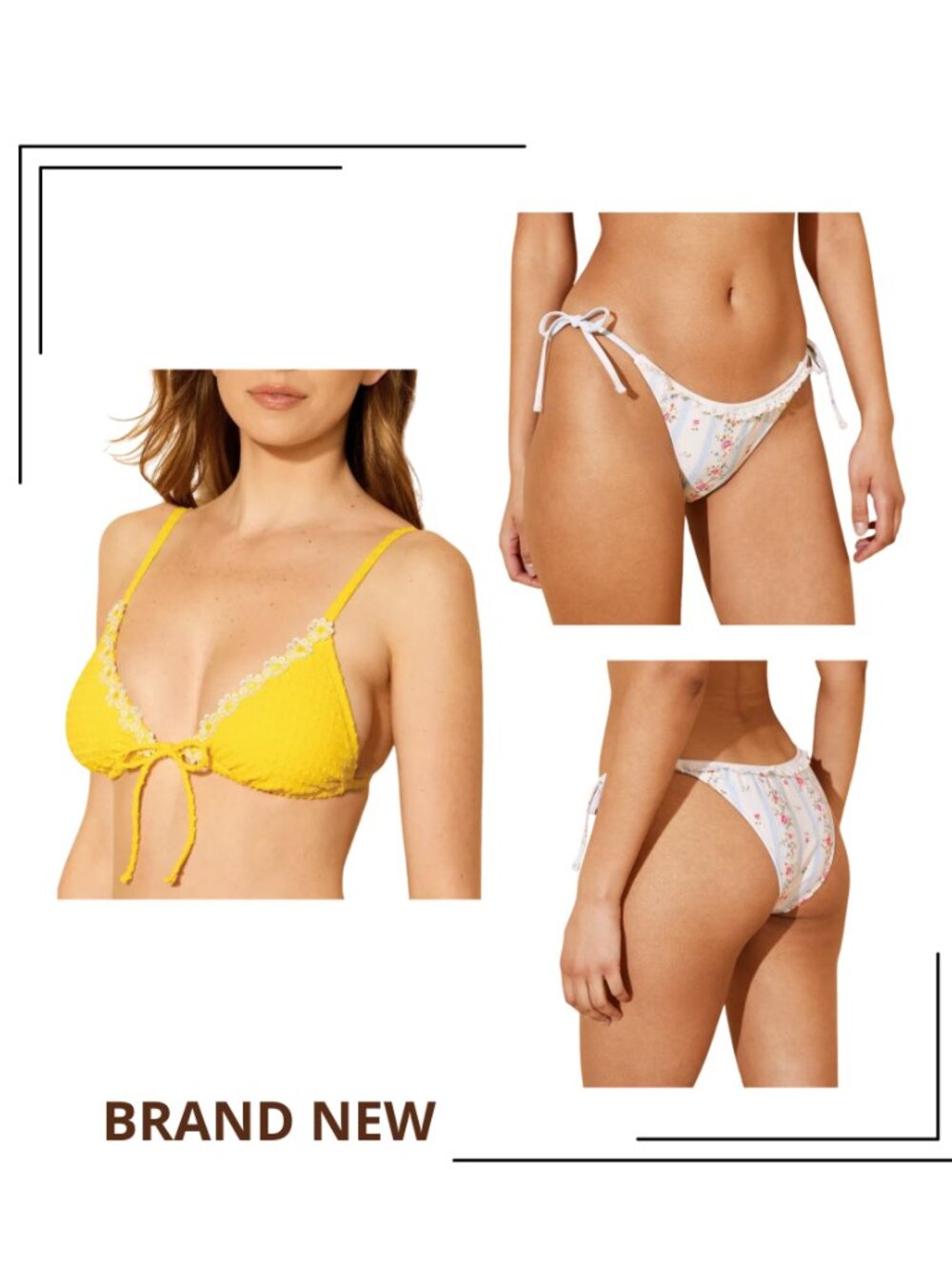 NWT Wild Fable Yellow Daisy Bikini Set Cheeky Coverage Small